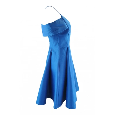 Pre-owned Halston Heritage Silk Mini Dress In Blue