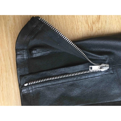 Pre-owned Givenchy Leather Straight Pants In Black