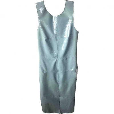 Pre-owned Richard Nicoll Patent Leather Mid-length Dress In Turquoise