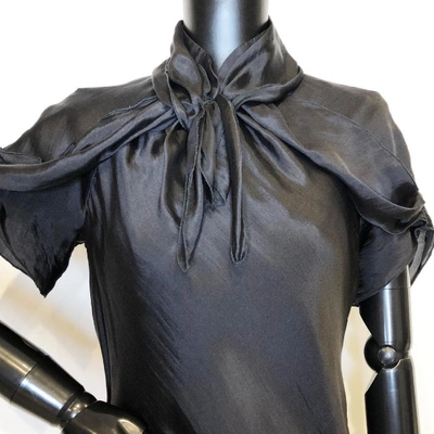 Pre-owned Rochas Silk Mid-length Dress In Navy