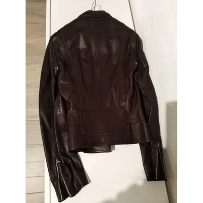 Pre-owned Gucci Leather Biker Jacket In Brown