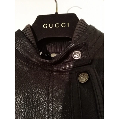 Pre-owned Gucci Leather Biker Jacket In Brown