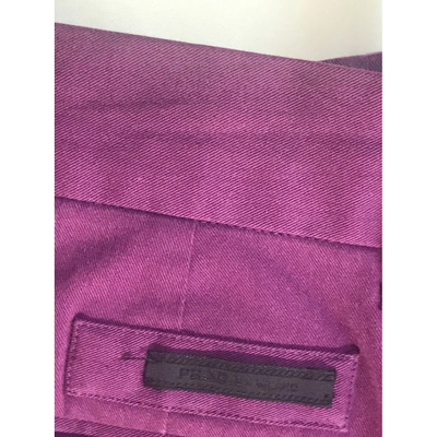 Pre-owned Prada Purple Cotton Trousers
