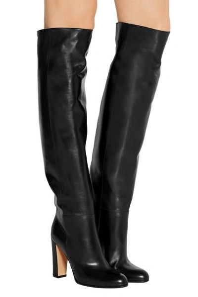 Shop Gianvito Rossi Leather Over-the-knee Boots In Black