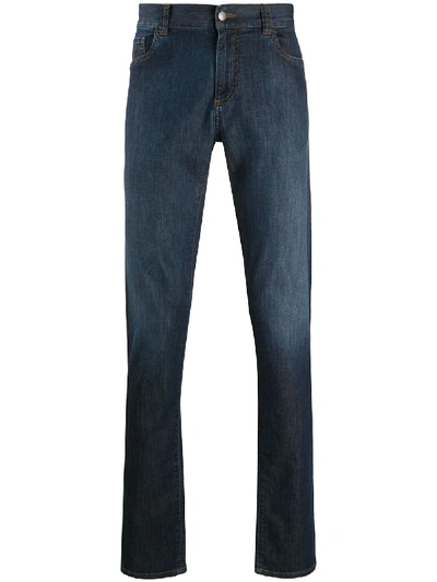 Shop Canali High-rise Straight Leg Jeans In Blue