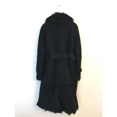 Pre-owned Burberry Black Shearling Coat