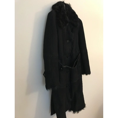 Pre-owned Burberry Black Shearling Coat