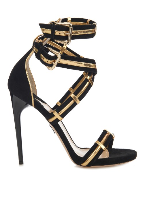 Paul Andrew Katerini Suede And Leather Sandals In Black | ModeSens