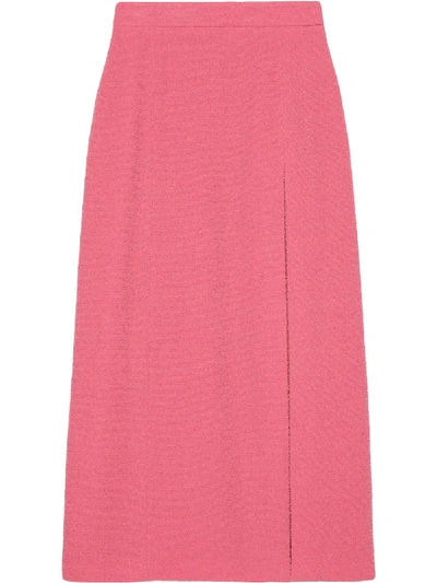 Shop Gucci Side-slit Longline Skirt In Pink