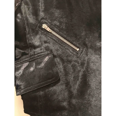 Pre-owned Alexander Wang Leather Jacket In Navy