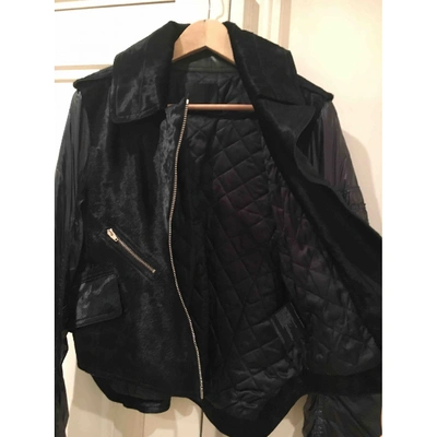 Pre-owned Alexander Wang Leather Jacket In Navy