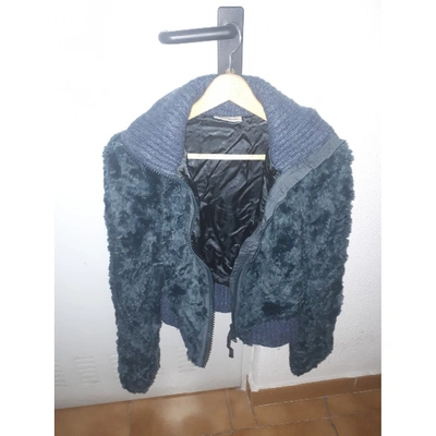 Pre-owned Dkny Green Faux Fur Jacket