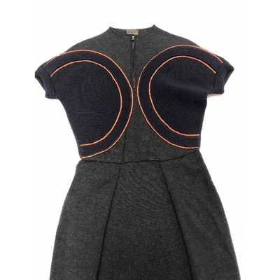 Pre-owned Fendi Wool Mid-length Dress In Anthracite