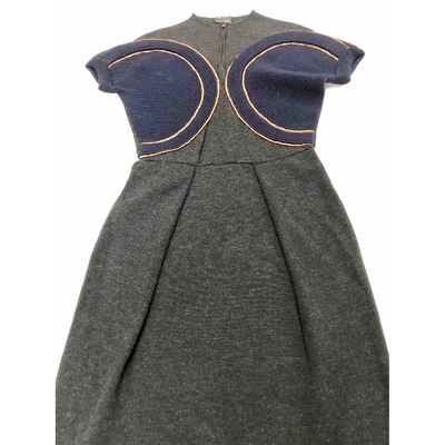 Pre-owned Fendi Wool Mid-length Dress In Anthracite