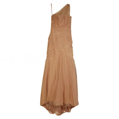 Pre-owned Monique Lhuillier Lace Maxi Dress In Pink