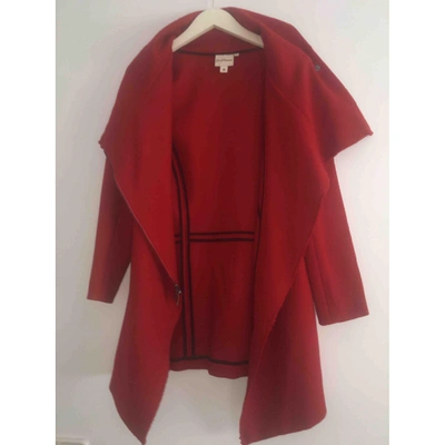 Pre-owned Dkny Wool Coat In Red