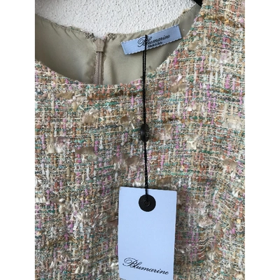 Pre-owned Blumarine Tweed Mid-length Dress In Beige