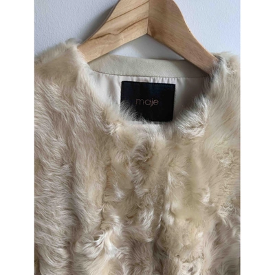 Pre-owned Maje Ecru Mongolian Lamb Coat