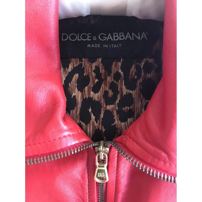 Pre-owned Dolce & Gabbana Leather Short Vest In Red