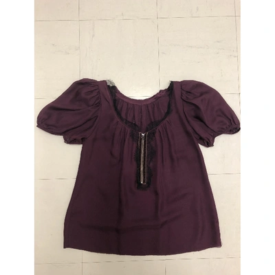 Pre-owned Zac Posen Purple Silk  Top