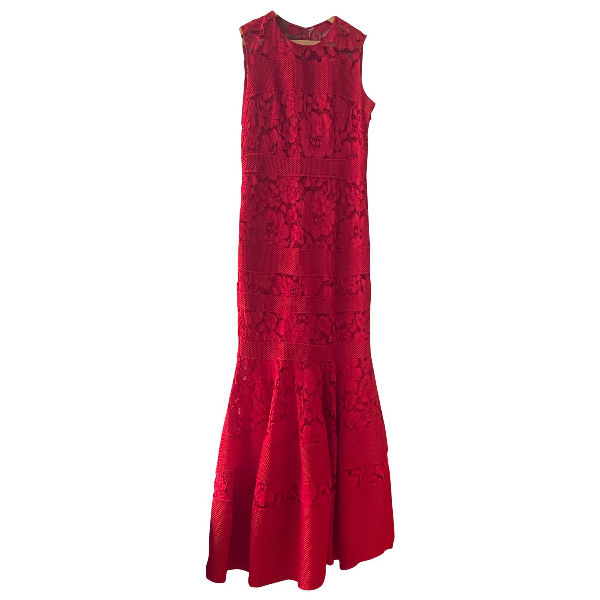 carolina herrera red lace dress