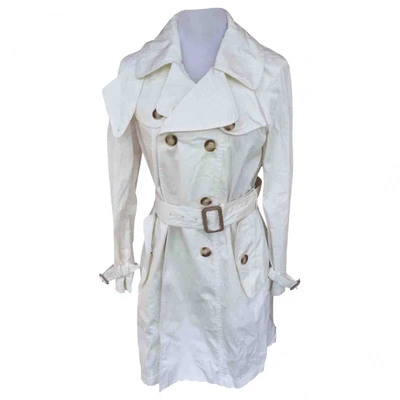 Pre-owned Moncler White Cotton Trench Coat