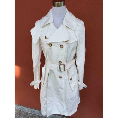 Pre-owned Moncler White Cotton Trench Coat