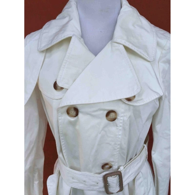 Pre-owned Moncler White Cotton Trench Coat