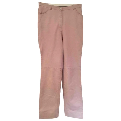 Pre-owned Escada Leather Straight Pants In Pink