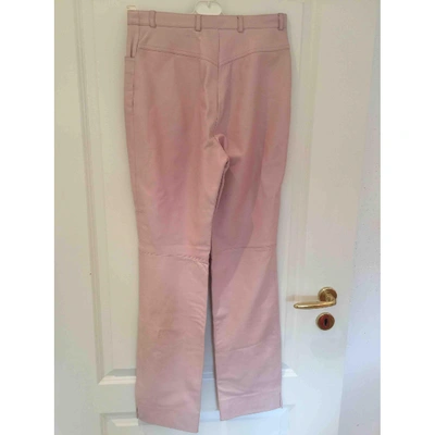 Pre-owned Escada Leather Straight Pants In Pink