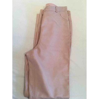 Pre-owned Escada Leather Straight Pants In Pink