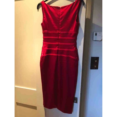 Pre-owned Herve Leger Silk Mid-length Dress In Red