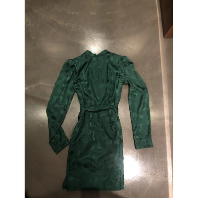 Pre-owned Saloni Silk Mid-length Dress In Green