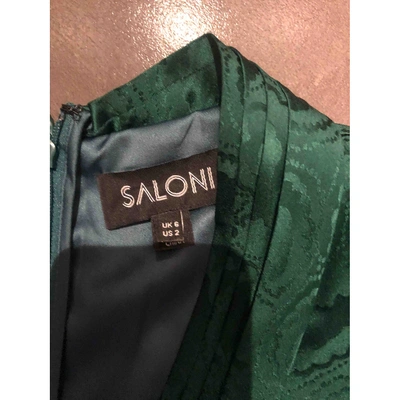 Pre-owned Saloni Silk Mid-length Dress In Green