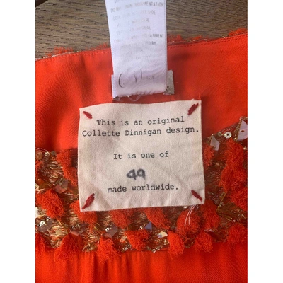 Pre-owned Collette Dinnigan Silk Mini Dress In Orange