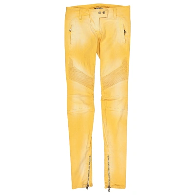 Pre-owned Balmain Slim Jeans In Yellow