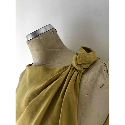 Pre-owned Max Mara Silk Mid-length Dress In Yellow