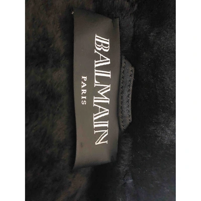 Pre-owned Balmain Black Shearling Leather Jacket