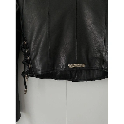 Pre-owned Chrome Hearts Leather Biker Jacket In Black