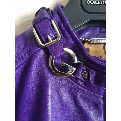 Pre-owned Dolce & Gabbana Leather Biker Jacket In Purple
