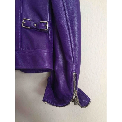 Pre-owned Dolce & Gabbana Leather Biker Jacket In Purple