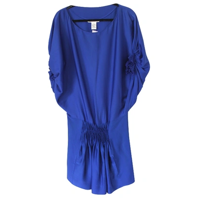 Pre-owned Diane Von Furstenberg Silk Mid-length Dress In Blue