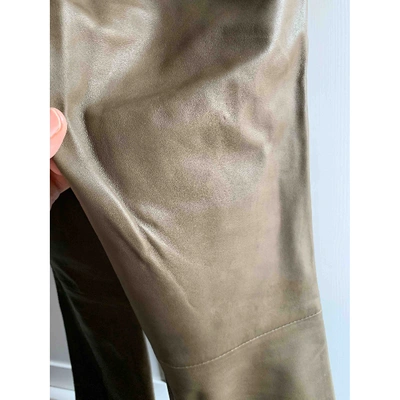 Pre-owned American Vintage Khaki Leather Trousers