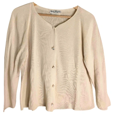 Pre-owned Ferragamo Silk Cardigan In Beige