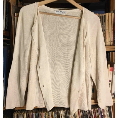 Pre-owned Ferragamo Silk Cardigan In Beige