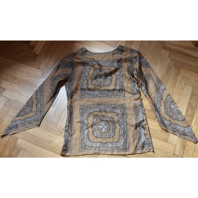 Pre-owned Theory Silk Tunic In Brown