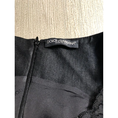 Pre-owned Dolce & Gabbana Linen Mid-length Dress In Black