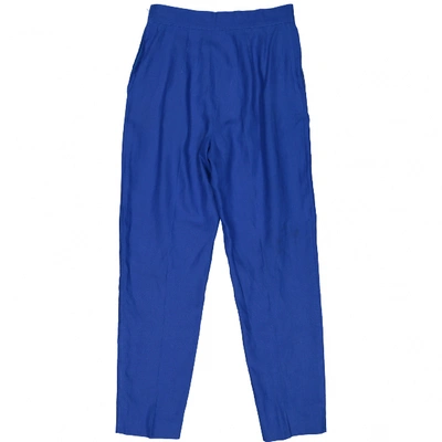 Pre-owned Montana Linen Large Pants In Blue