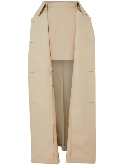 Shop Burberry Detachable Trench Coat Mini-skirt In Beige