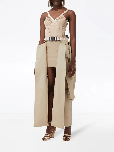 Shop Burberry Detachable Trench Coat Mini-skirt In Beige